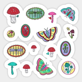 Butterfly Mushroom Forest Sticker